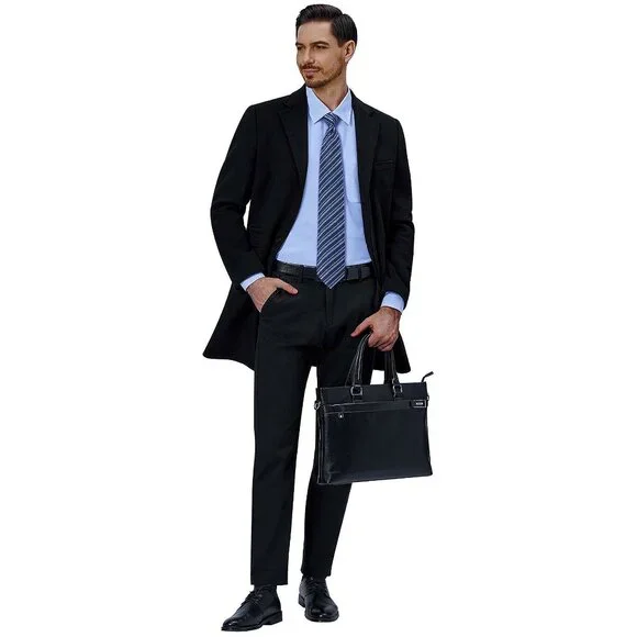 Mens Dress Shirts 4-Way Stretch Long Sleeve Collared Casual Light Blue - Picture 6 of 6